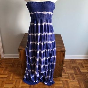 MICHAEL KORS smoked tie dye maxi blue ocean dress